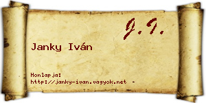 Janky Iván névjegykártya