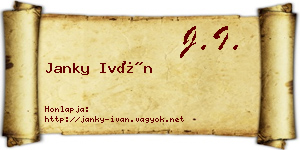 Janky Iván névjegykártya